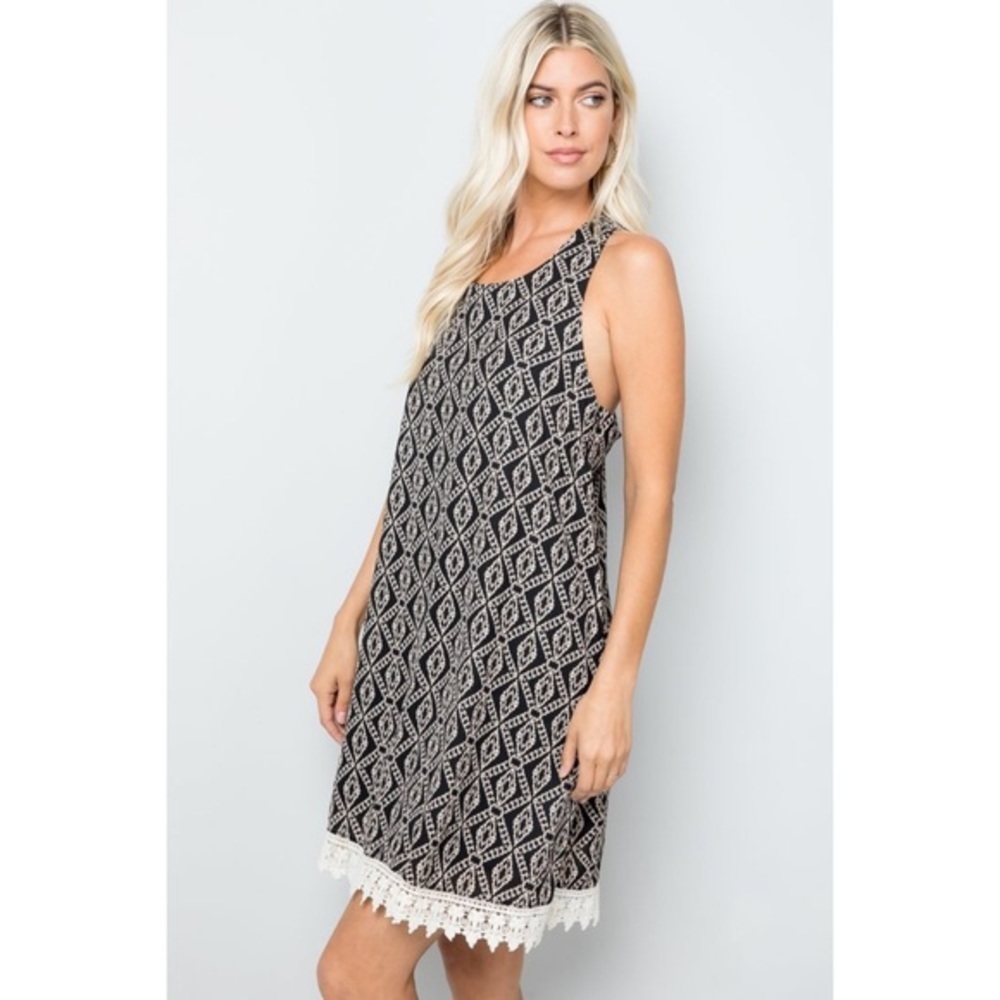 Nordstrom Black and White Mini dress,beautiful lace detailing. SZ L. 2 for $20 - Picture 8 of 8